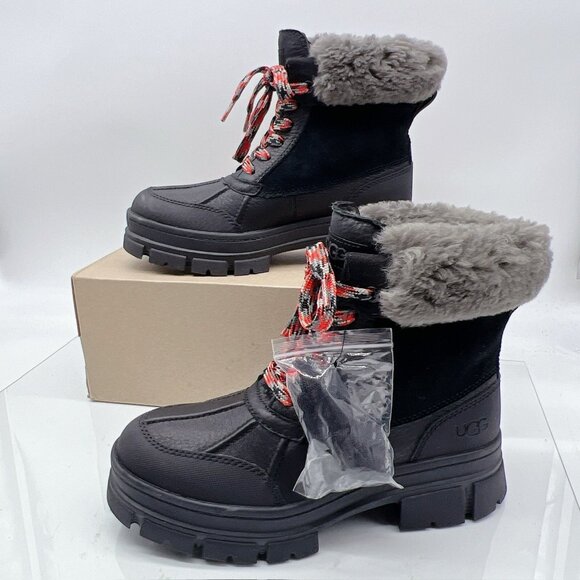 UGG Ashton Addie Platform Ankle Boots Women’s Black Waterproof Leather US 7.5 - Picture 4 of 14